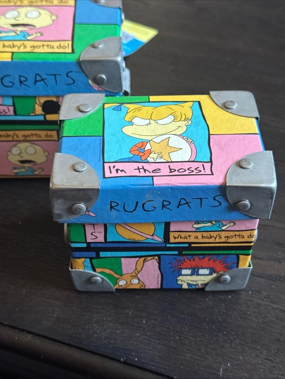 Rugrats Themed Colorful mini steamer, trunk, set - vintage 1998